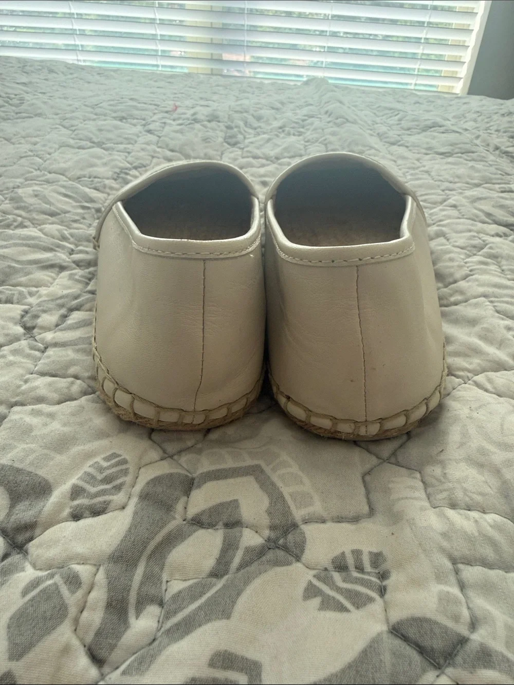Coach Cream Leather Espadrille Flats with Jute Toe